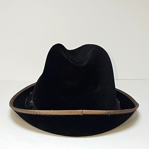 Vintage Knox Flying Cloud Black Felt Fedora From L S Ayres  Vintage Knox Foxhound Scarbrough & Sons Hat Fedora Felt Feather Band Black 7 1/4